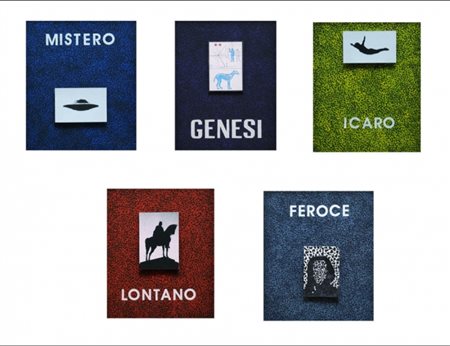 FELICE LEVINI 1956 LOTTO DI 5 OPERE Tecnica mista e collage su tavola, cm. 39...