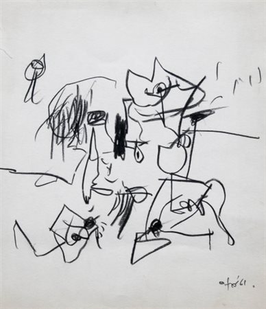 AFRO 1912 - 1976 Senza titolo, 1961 Carboncino su carta, cm. 30,5 x 26,2...