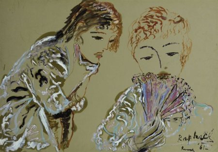 ANTONIETTA RAPHAEL 1895 - 1975 Senza titolo, 1961 Olio su cartone, cm. 47,5 x...