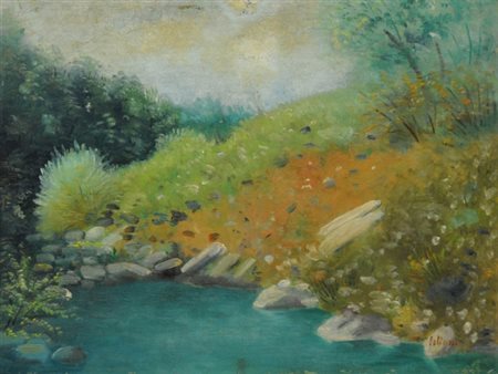 UMBERTO LILLONI 1898 - 1980 " Il Parma a Corniglio ", 1950 Olio su cartone...