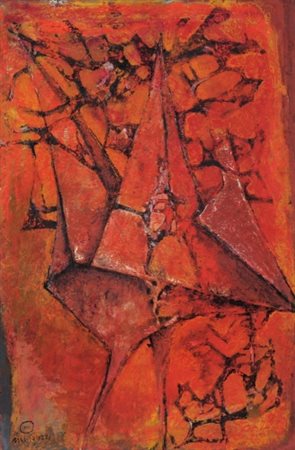 LUCIANO MINGUZZI 1911 - 2004 " Ottemperare ", 1953 Tecnica mista ed olio su...