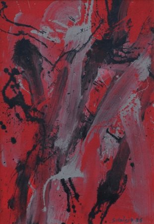 TOTI SCIALOIA 1914 - 1998 " Composizione in rosso e nero ", 1986 Olio su...