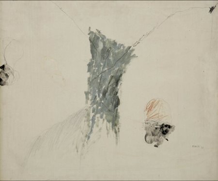 MARIO RACITI 1934 " Presenze - assenze ", 1971 Tecnica mista su tela, cm. 60...