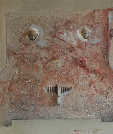 ANDREA VIZZINI 1949 " Muro Grigio ", 1991 Pietra, cartone e pittura su tela...