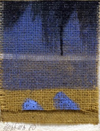 SALVATORE EMBLEMA 1929 - 2006 Senza tiolo, 1980 Tecnica mista su tela di juta...