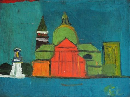 EUGENIO TOMIOLO 1911 - 2003 " Venezia " Olio su tela, cm. 30 x 40 Firmato sul...