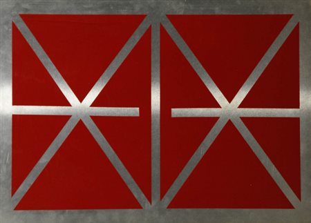 REMO REMOTTI 1924 " Costruzione 1 ", 1973 Pittura su lastra di metallo, cm....