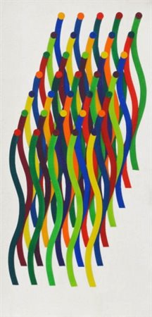 JULIO LE PARC 1928 " Volumen vitruel 53 ", 1975 Acrilico su tela, cm. 50 x 25...
