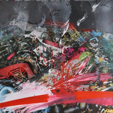 PAOLO BARATELLA 1935 " Rifiuti e frattura ", 1972 Tecnica mista su tela, cm....