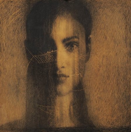 OMAR GALLIANI 1954 " Mantra ", 1999 Matita su tavola, cm. 40 x 40 Firmato e...