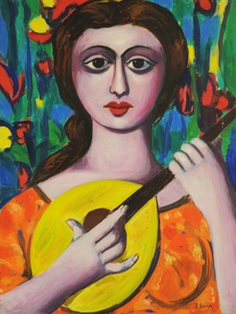 POMPEO BORRA 1898 - 1973 Senza titolo Olio su tela, cm. 60 x 45 Firmato sul...