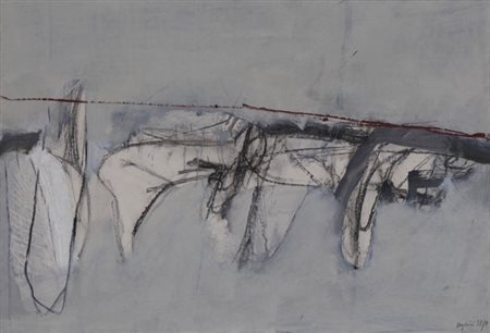 TINO VAGLIERI 1929 - 2000 " Figura ", 1958 Tecnica mista ed olio su carta...