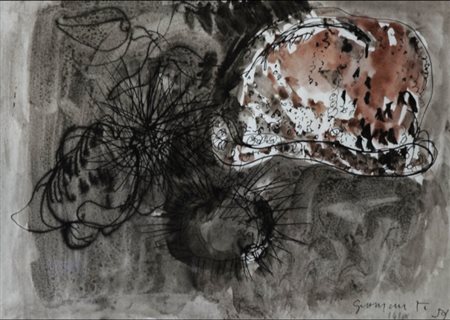 ALBERTO GIANQUINTO 1929 - 2003 " Natura morta ", 1959 Tecnica mista su carta,...