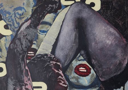 PLINIO MESCIULAM 1929 " La nuova Babilonia ", 1965 Olio su tela, cm. 70 x 100...