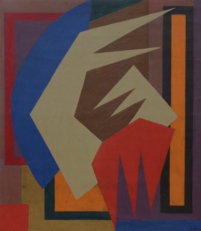 ENRICO BORDONI 1904 - 1969 Senza titolo, anni 50 Olio su tavola, cm. 80 x 70...