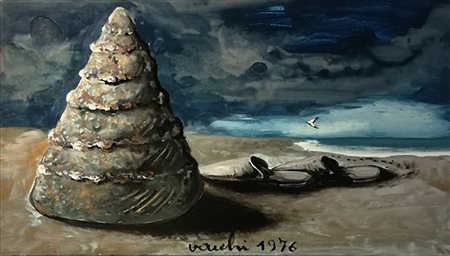 Sergio Vacchi, L'arrivo delle pantofole, 1976