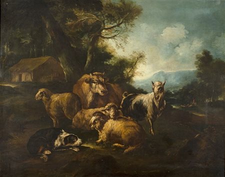 Philipp Peter Roos Paesaggio con armenti e cane da pastore
Olio su tela, cm 112,