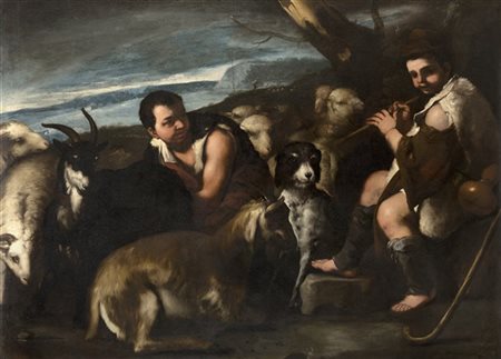 Ambito di Luca Giordano, secolo XVII

Pastori con armenti e cane
Olio su tela,