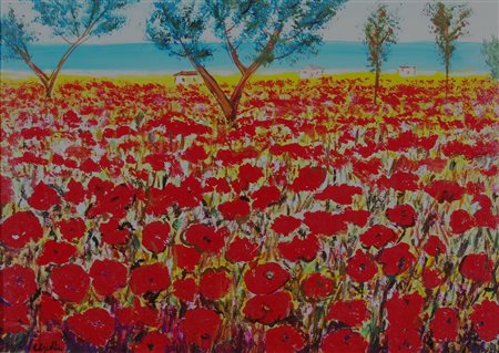 CASCELLA MICHELE, "Campo di papaveri", 1983