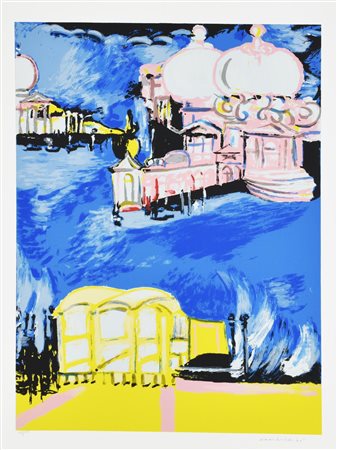 Remo Brindisi VENEZIA. PUNTA DELLA DOGANA litografia su carta, cm 70x50 es....