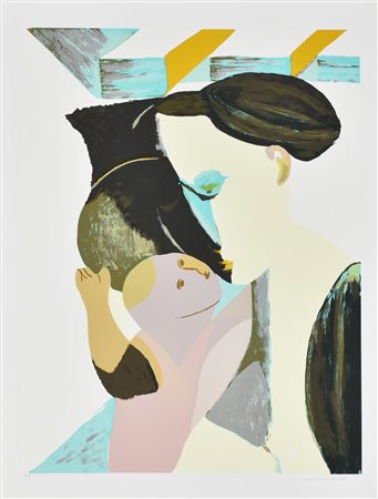 Remo Brindisi MATERNITA' litografia su carta, cm 70x50 es. prova d'autore firma