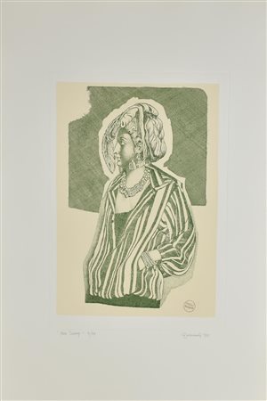 Giuseppe Guerreschi MISS SIDNEY incisione su carta, foglio cm 78,5x53,...