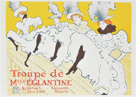 Henri de Toulouse-Lautrec LA TRUPE DE M.LLE EGLANTINE litografia su carta...
