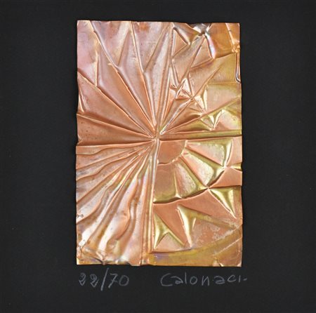 Giuseppe Calonaci COMPOSIZIONE sbalzo su lastra di rame applicata su...