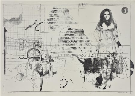 Maurizio Bini Appunti litografia su carta, cm 50x70 es. 7 su 12 firma, data e...