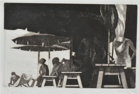 Boschi SENZA TITOLO incisione su carta, cm 18x27 (lastra cm 15,5x24,5) es....