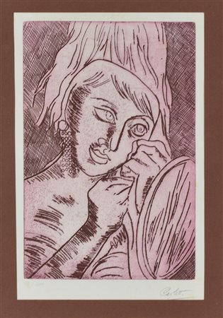 Carletti SENZA TITOLO incisione su carta, cm 50x35 (lastra cm 32x21) es. 87...