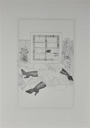 Claudio Knopfli BYE CYCLUS incisione su carta, cm 70x50 (lastra cm 50x32) es....