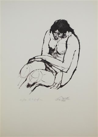 Giorgio Michetti FIGURO FEMMINILE litografia, cm 50,5x36; es. 23/50 firma,...