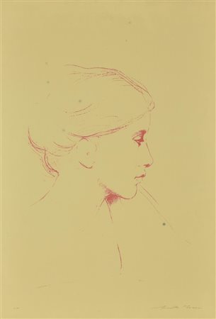 Fiorello Moroni VOLTO DI DONNA serigrafia su carta, cm 70x50 es. prove...