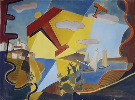 Giulio D’Anna (Villarosa 1908 – Messina 1978) Paesaggio...