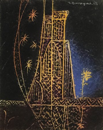 Mario Beauregard (1922) Compofirmazione, 1956;Olio su cartone, 13,5 x 17 cm...