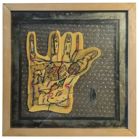 Michael Meyer The "Hands" of Carl Wallender, 1979;Collage su vetro, 30 x 30...