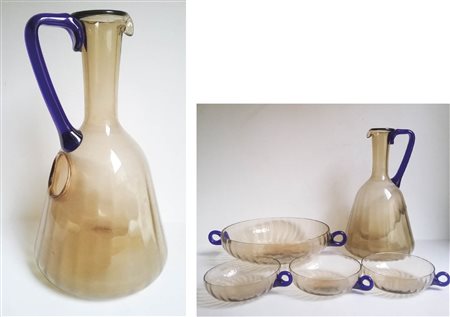 Venini Murano Rara caraffa portaghiaccio;parte di servizio da dessert in...