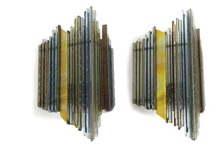 Albano Poli (1935) Due appliques per Poliarte;in vetro di Murano martellato e...