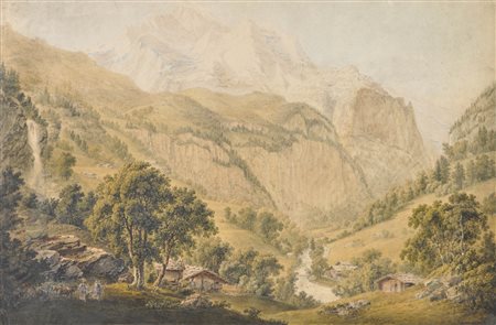 Gabriel Lory II (Bern/Berna 1784 – 1846) Lauterbrunnental con Jungfrau,...
