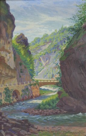 Georg Hansen (Schweden/Svezia 1868 – 1932) Gola presso Bolzano, 1922;Olio su...