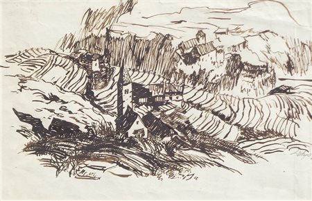 Hugo Atzwanger San Giacomo con vista sulla gola della Talvera e Castel...