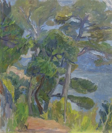 Alfredo Beltrame (1901 – 1996) Costiera con pino marino, 1941; Olio su tela,...