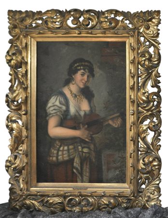 Em. Samarco Musicista, seconda metà del XIX sec.;Olio su tela, 104 x 66 cm,...
