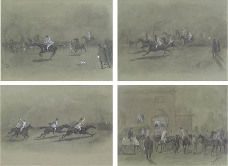 Angus J. McNeill The Melton Midnight Steeplechase, 1890;Tempera e biacca su...