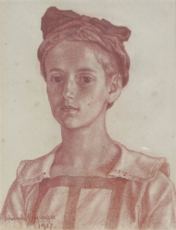 Johannes Hepperger (Innsbruck 1894 – Zirl 1964) Ragazza con cappa,...