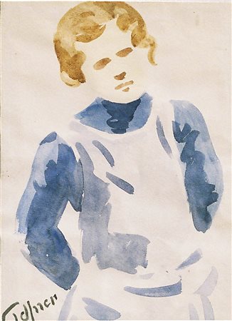 Josef Telfner (Meran/Merano 1874 – Gufidaun/Gudon 1948) Ragazza;Acquerello,...