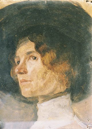 Künstler um 1900/Pittore del 1900 ca. Ritratto femminile;Olio su cartone,...