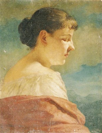 Künstler um 1900/Pittore del 1900 ca. Ritratto femminile di profilo;Olio su...