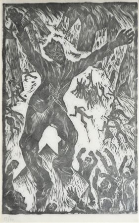 Ernst Nepo (Dauba, Böhmen 1895 – Innsbruck 1971) Tumulto, 1920;Xilografia, 30...